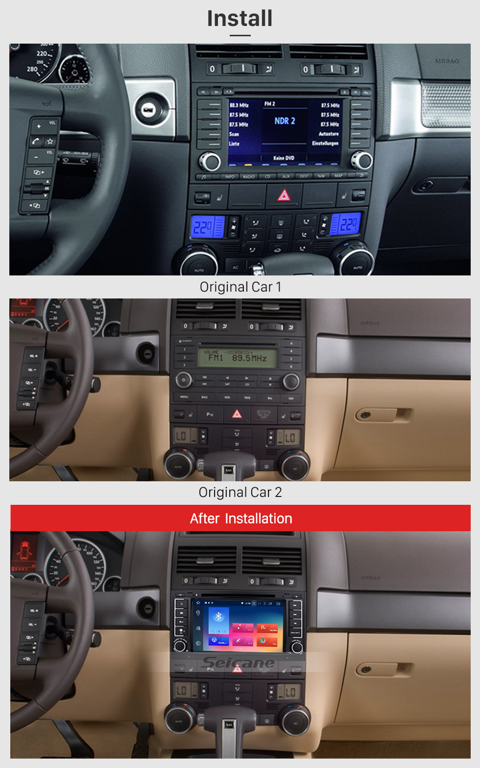 Seicane All-in-one Android 9.0 Car DVD GPS System for 2003-2014 VW Volkswagen Transporter with 1080P Radio RDS WiFi 3G Bluetooth AUX OBD2 Mirror Link