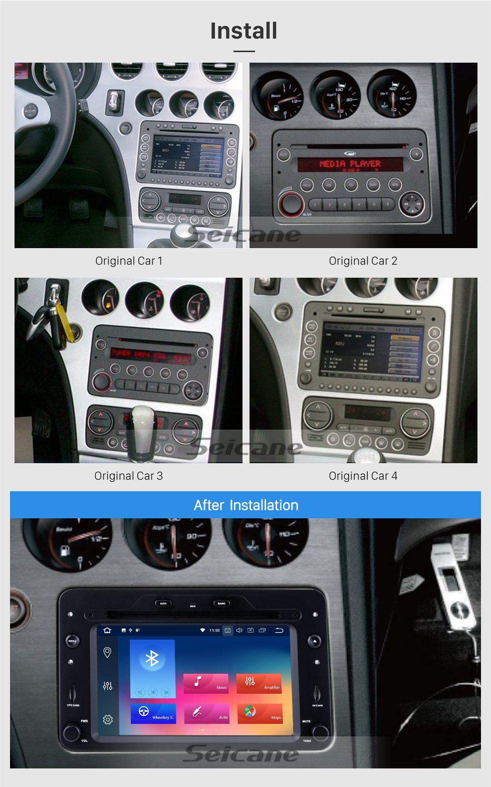 Seicane Android 9.0 rádio DVD Player Sistema de navegação GPS para 2006 Alfa Romeo Spider em diante com tela de toque Bluetooth Música Ligação de espelho OBD2 3G WiFi AUX Controle do volante Câmera de Backup Seicane Android 9.0 rádio DVD Player Sistema de navegação GPS para 2006 Alfa Romeo Spider em diante com tela de toque Bluetooth Música Ligação de espelho OBD2 3G WiFi AUX Controle do volante Câmera de Backup