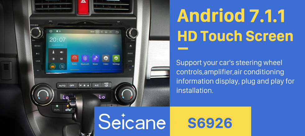 Seicane 8 polegadas 2006-2011 Honda CRV Android 7.1 DVD de navegação do carro estéreo com 4G WiFi Radio RDS Bluetooth Ligação de espelho OBD2 Retrovisor Câmera Controle de volante 1080P Vídeo