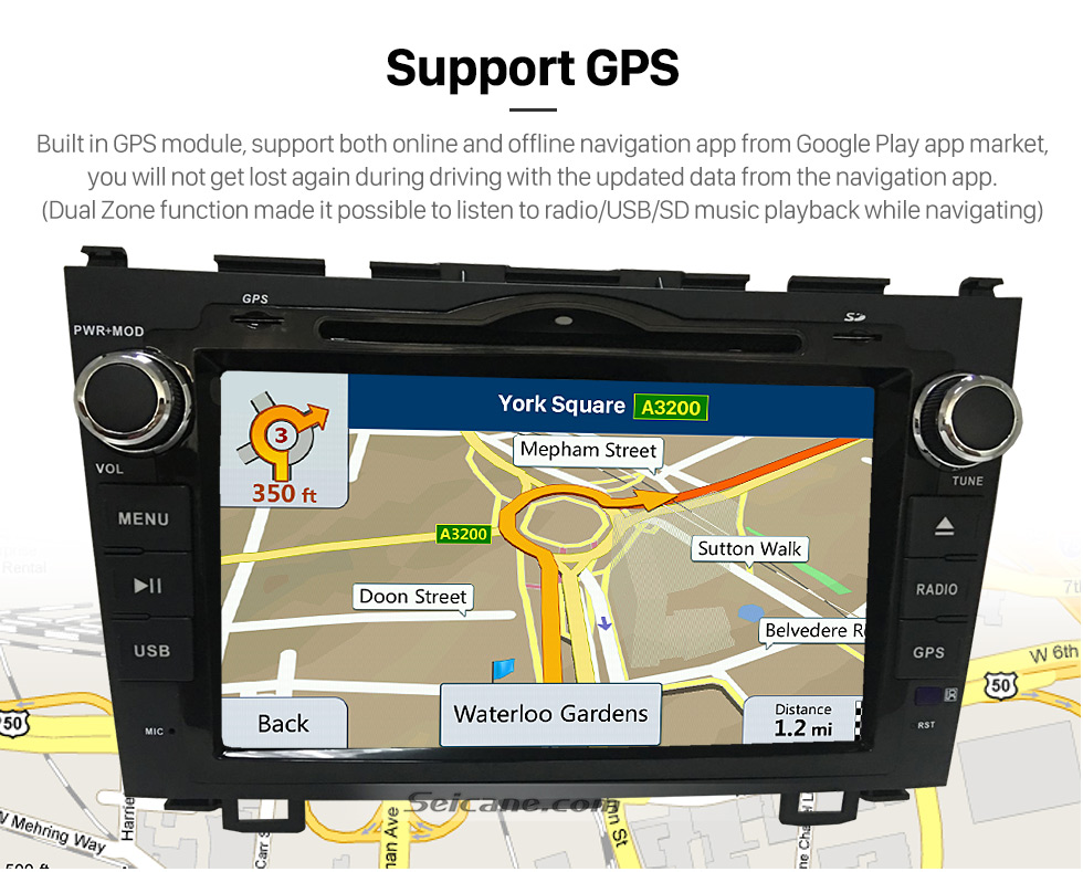 Seicane 8 polegadas 2006-2011 Honda CRV Android 7.1 DVD de navegação do carro estéreo com 4G WiFi Radio RDS Bluetooth Ligação de espelho OBD2 Retrovisor Câmera Controle de volante 1080P Vídeo