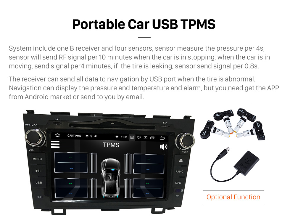 Seicane 8 polegadas 2006-2011 Honda CRV Android 7.1 DVD de navegação do carro estéreo com 4G WiFi Radio RDS Bluetooth Ligação de espelho OBD2 Retrovisor Câmera Controle de volante 1080P Vídeo