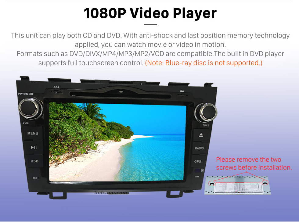 Seicane 8 pulgadas 2006-2011 Honda CRV Android 7.1 DVD de navegación estéreo del coche con 4G WiFi Radio RDS Bluetooth Enlace de espejo OBD2 cámara de visión trasera Control del volante 1080P Video