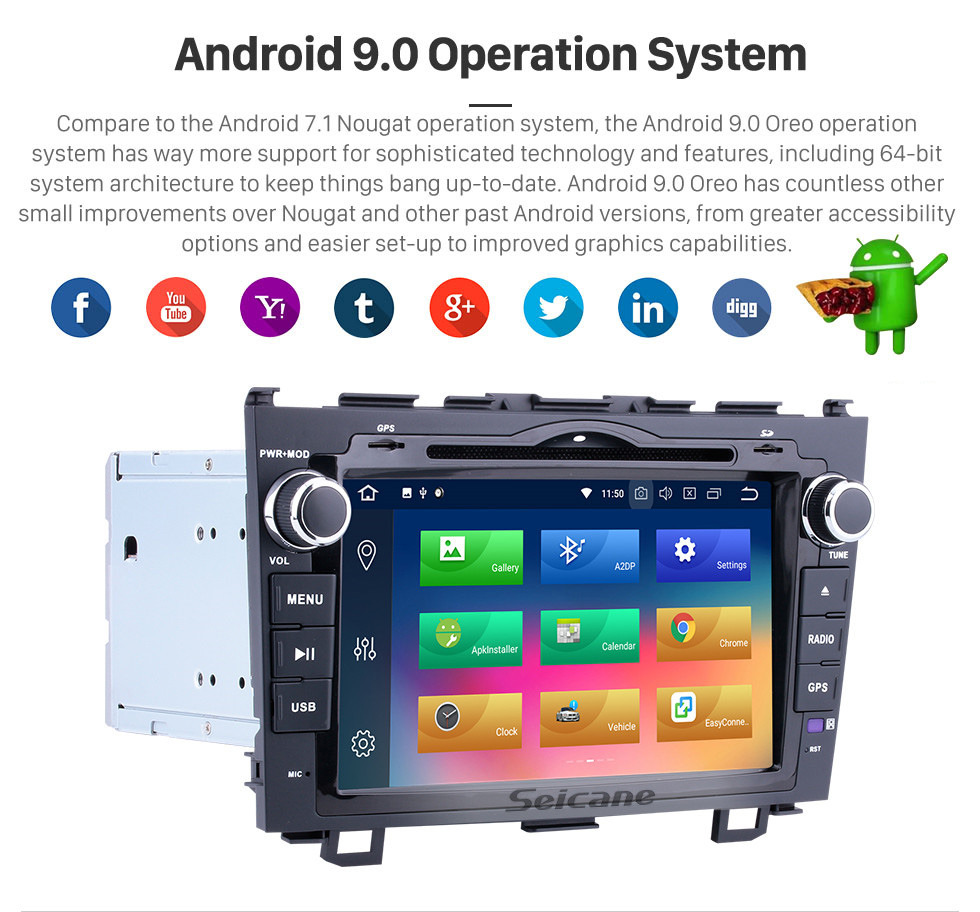 Seicane 8 inch 2006-2011 Honda CRV Radio Replacement with Android 9.0 Aftermarket Sat Nav System 1024*600 Multi-touch Capacitive Screen Bluetooth WiFi Mirror Link OBD2 1080P AUX DVR Seicane 8 inch 2006-2011 Honda CRV Radio Replacement with Android 9.0 Aftermarket Sat Nav System 1024*600 Multi-touch Capacitive Screen Bluetooth WiFi Mirror Link OBD2 1080P AUX DVR