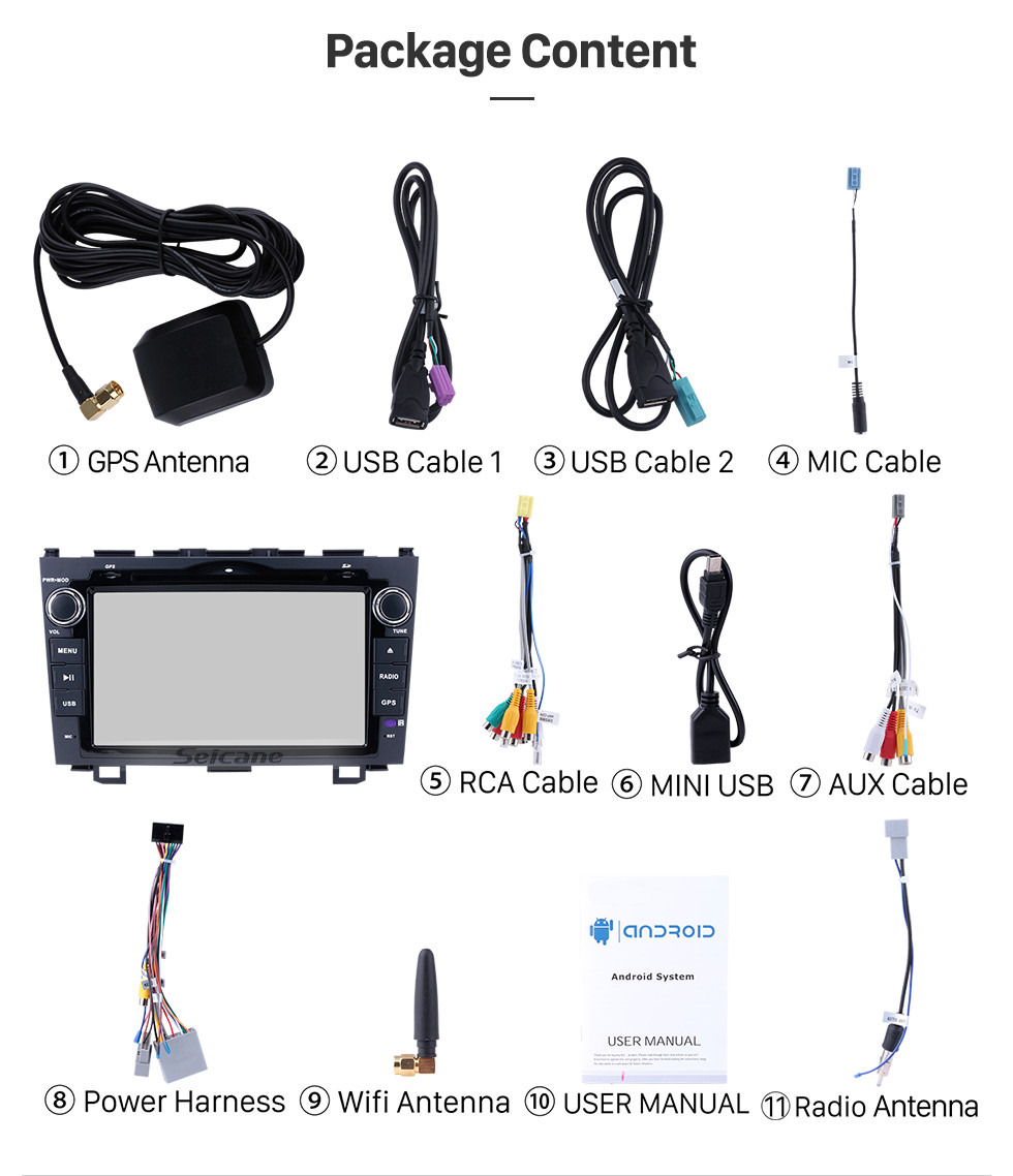 Seicane 8 inch 2006-2011 Honda CRV Radio Replacement with Android 9.0 Aftermarket Sat Nav System 1024*600 Multi-touch Capacitive Screen Bluetooth WiFi Mirror Link OBD2 1080P AUX DVR Seicane 8 inch 2006-2011 Honda CRV Radio Replacement with Android 9.0 Aftermarket Sat Nav System 1024*600 Multi-touch Capacitive Screen Bluetooth WiFi Mirror Link OBD2 1080P AUX DVR