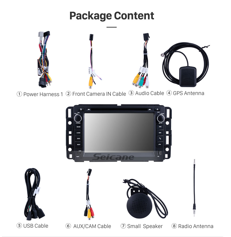 Seicane OEM 2007-2013 GMC Yukon Tahoe Acadia Chevy Chevrolet Tahoe Suburban Buick Enclave Android 9.0 radio Retrait avec Autoradio GPS navigation A / V Système 1024 * 600 Multi-touch Écran capacitif miroir Lien OBD2 3G WiFi