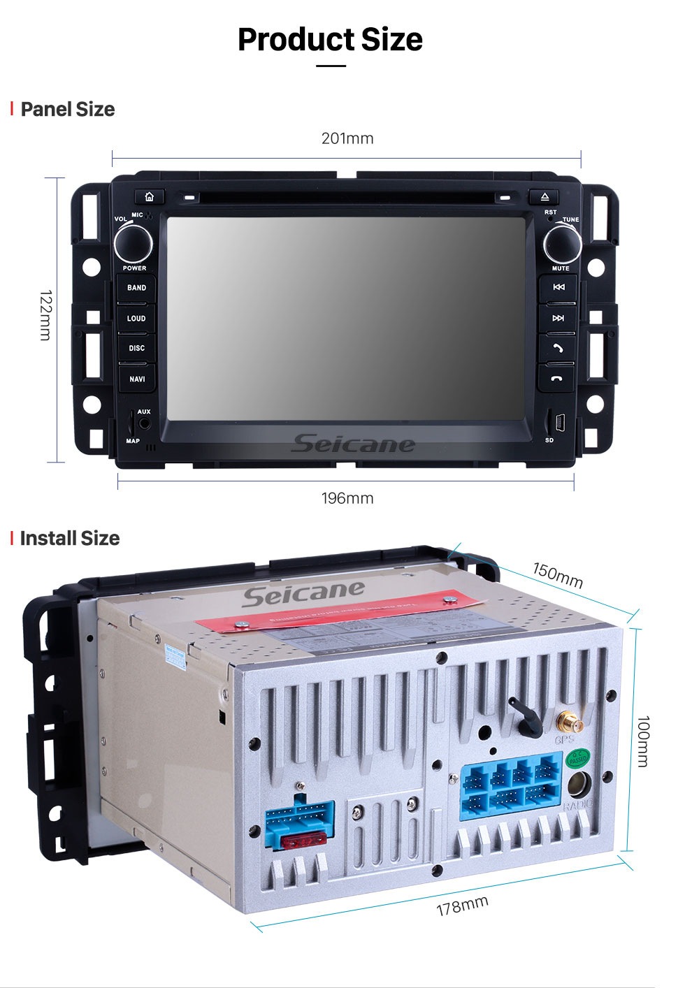 Seicane OEM 2007-2013 GMC Yukon Tahoe Acadia Chevy Chevrolet Tahoe Suburban Buick Enclave Android 9.0 radio Retrait avec Autoradio GPS navigation A / V Système 1024 * 600 Multi-touch Écran capacitif miroir Lien OBD2 3G WiFi