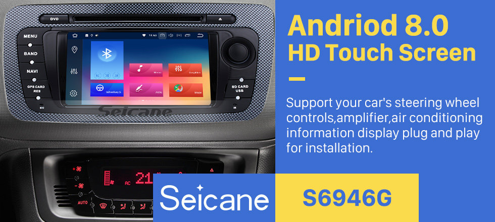 Seicane 2009-2013 Seat Ibiza Android 8.0 In Dash DVD Navigation System with Radio Tuner Bluetooth Music Mirror Link OBD2 3G WiFi Backup Camera Steering Wheel Control MP3 Seicane 2009-2013 Seat Ibiza Android 8.0 In Dash DVD Navigation System with Radio Tuner Bluetooth Music Mirror Link OBD2 3G WiFi Backup Camera Steering Wheel Control MP3