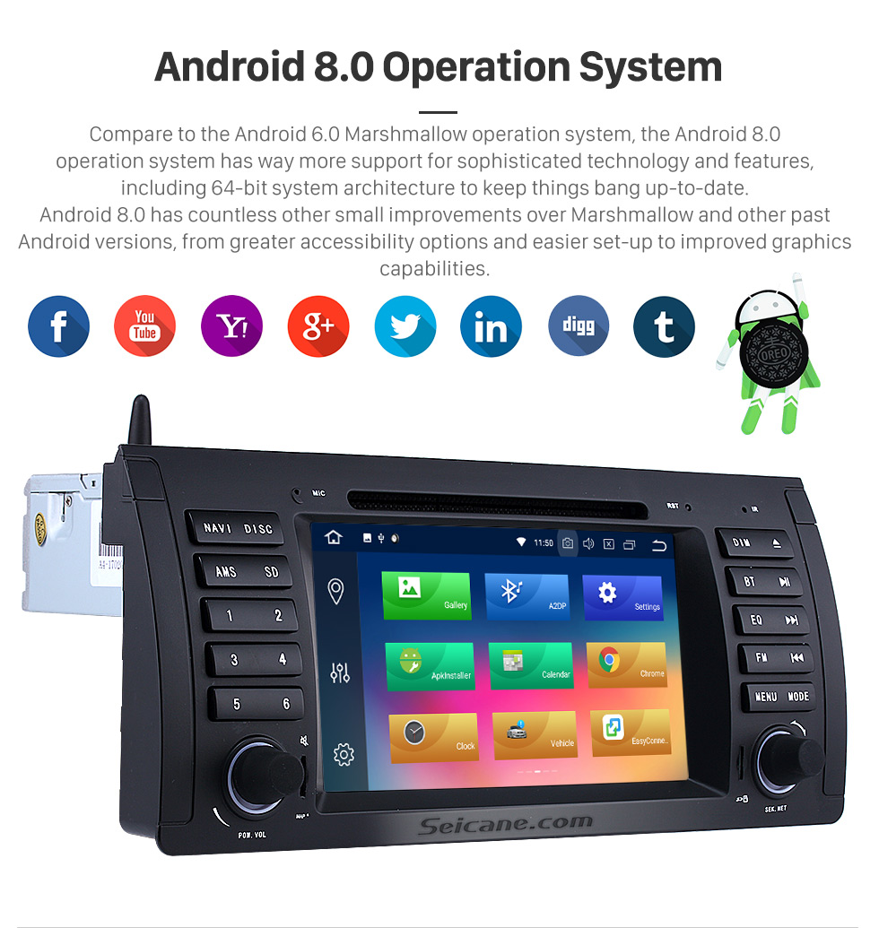 Seicane Android 8.0 Car DVD player for BMW 5 Series E39 with GPS Radio TV Bluetooth Seicane Android 8.0 Car DVD player for BMW 5 Series E39 with GPS Radio TV Bluetooth