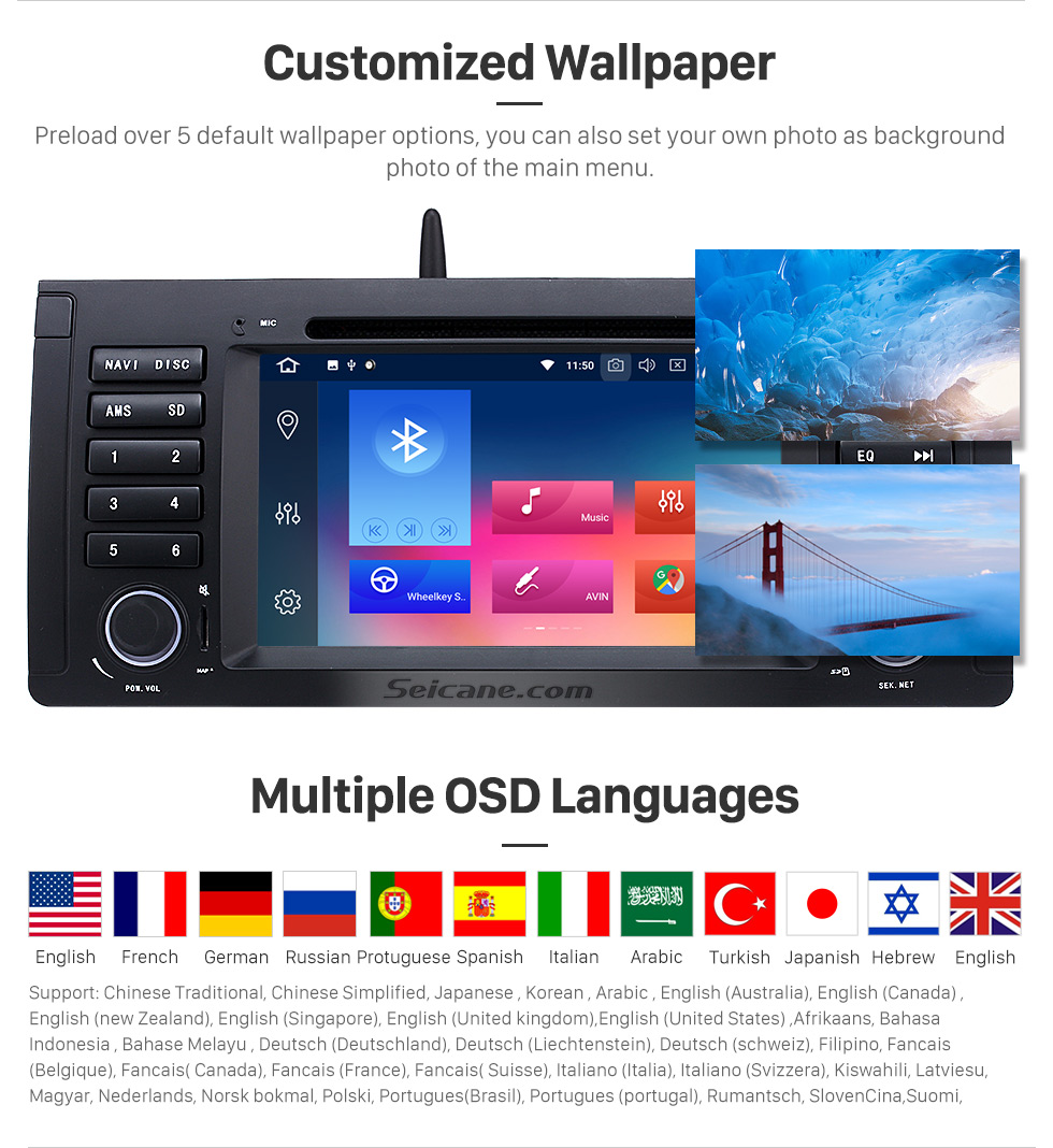 Seicane Android 8.0 Car DVD player for BMW 5 Series E39 with GPS Radio TV Bluetooth Seicane Android 8.0 Car DVD player for BMW 5 Series E39 with GPS Radio TV Bluetooth