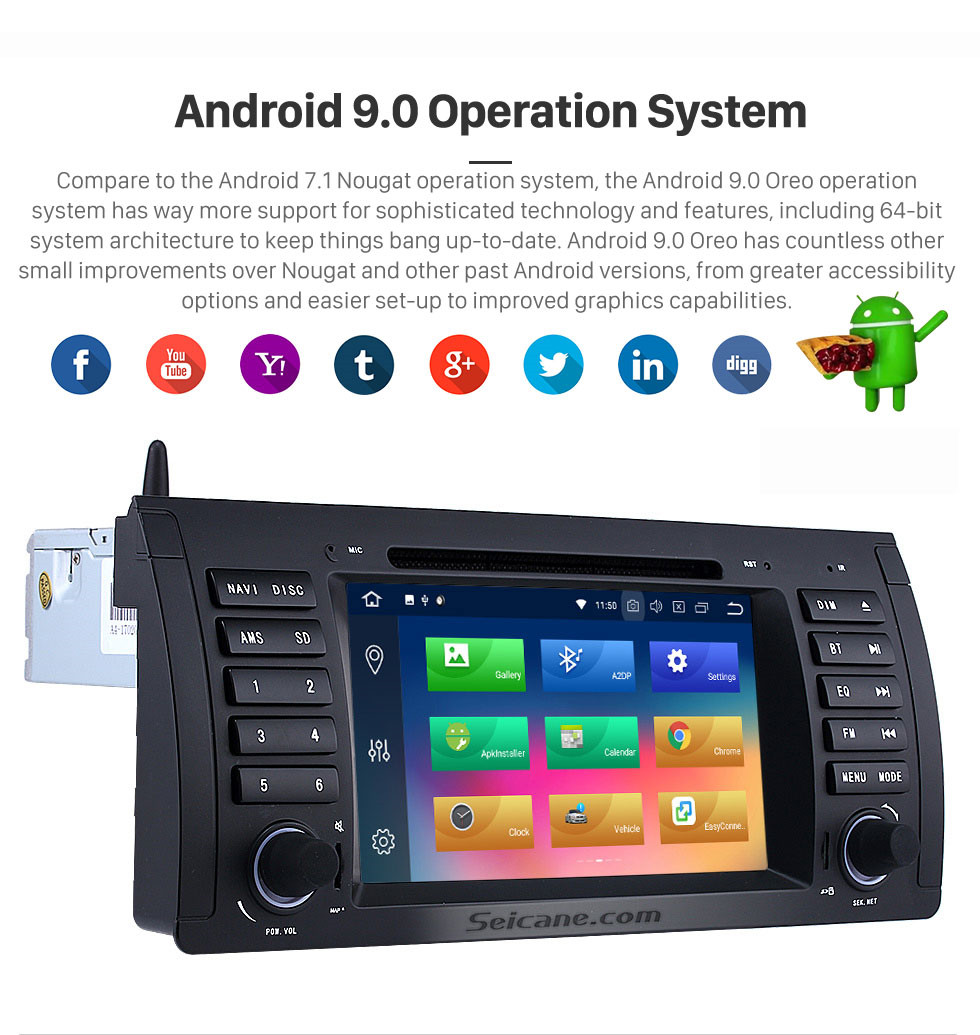 Seicane Android 9.0 Radio GPS Navigation DVD Player for 1996-2003 BMW 5 Series E39 520i 523i 525i M5 1994-2001 BMW 7-serie E38 support Canbus Bluetooth Music USB WIFI 1080P HD TV Mirror Link OBD2 Aux