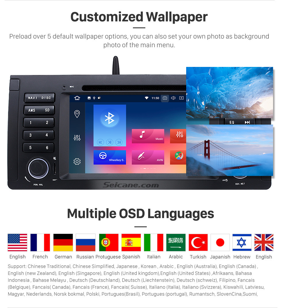 Seicane Android 9.0 Radio GPS Navigation DVD Player for 1996-2003 BMW 5 Series E39 520i 523i 525i M5 1994-2001 BMW 7-serie E38 support Canbus Bluetooth Music USB WIFI 1080P HD TV Mirror Link OBD2 Aux