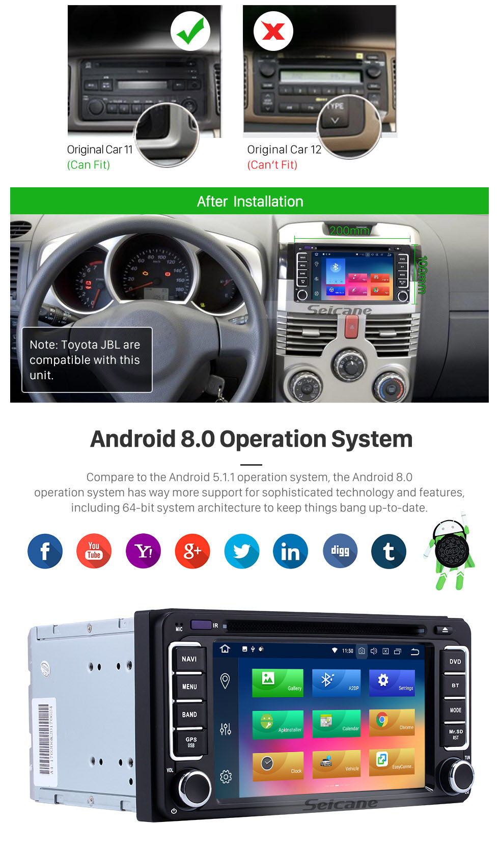 Seicane Hot Double Din Android 8.0 GPS Navigation System for 2006 2007 2008 2009 2010 TOYOTA Camry with CD DVD Player Radio RDS 4G WiFi Mirror Link OBD2 1080P MP3 MP4 Seicane Hot Double Din Android 8.0 GPS Navigation System for 2006 2007 2008 2009 2010 TOYOTA Camry with CD DVD Player Radio RDS 4G WiFi Mirror Link OBD2 1080P MP3 MP4