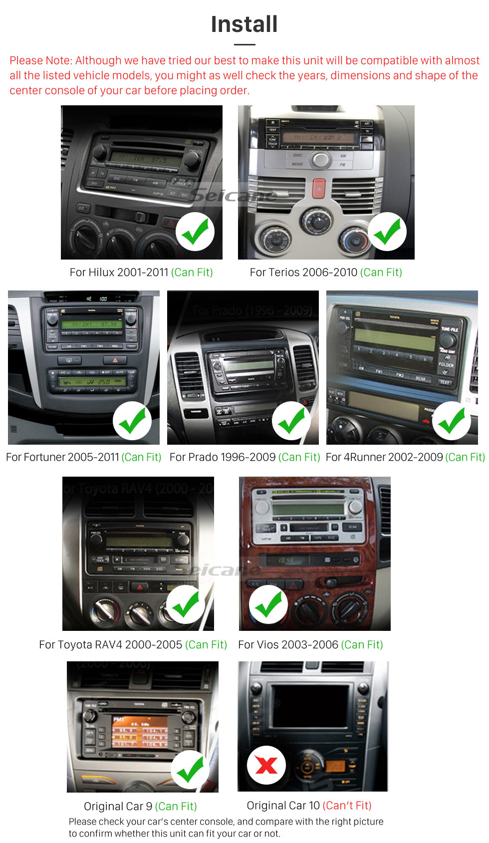Seicane Pure Android 8.0 GPS DVD Player for 2005-2011 Toyota Vitz Echo with AM FM Radio 4G WiFi Bluetooth Auto AV in/out 1080P Mirror Link OBD2 AUX Seicane Pure Android 8.0 GPS DVD Player for 2005-2011 Toyota Vitz Echo with AM FM Radio 4G WiFi Bluetooth Auto AV in/out 1080P Mirror Link OBD2 AUX