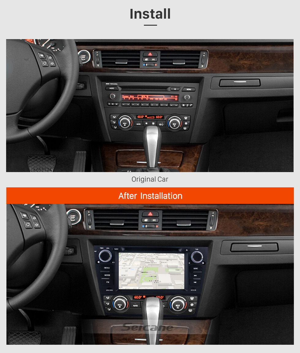 Seicane HD 1024 * 600 Multi-Touchscreen 2005-2012 BMW 3 E90 E91 E92 E93 316i 318i 320i 320si 323i 325i 328i 330i 335i 335is M3 316d 318d 320d 325d 330d 335d Radioentfernung mit Android 9.0 OBD2