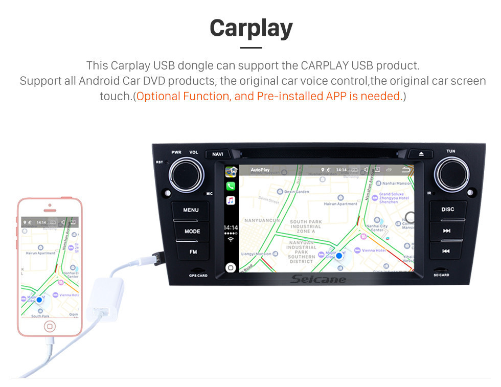 Seicane HD 1024 * 600 Multi-Touchscreen 2005-2012 BMW 3 E90 E91 E92 E93 316i 318i 320i 320si 323i 325i 328i 330i 335i 335is M3 316d 318d 320d 325d 330d 335d Radioentfernung mit Android 9.0 OBD2