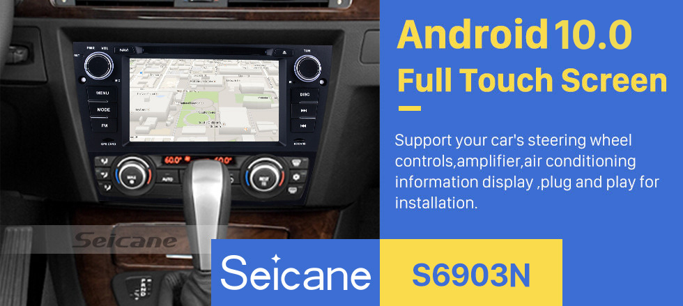 Seicane HD 1024*600 Multi-touch Screen 2005-2012 BMW 3 E90 E91 E92 E93 316i 318i 320i 320si 323i 325i 328i 330i 335i 335is M3 316d 318d 320d 325d 330d 335d Radio Removal with Android 9.0 in Dash Sat Nav Car Stereo System  WiFi Bluetooth DVD AUX OBD2