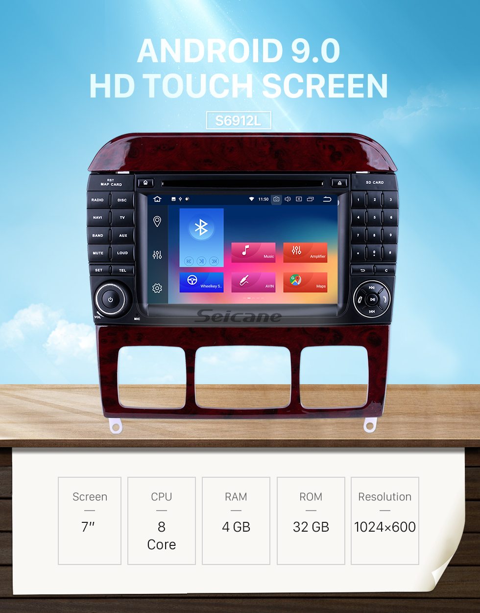 Seicane 7 inch Android 9.0 HD Touchscreen for 1998 1999 2000-2005 Mercedes Benz S Class W220/S280/S320/S320 CDI/S400 CDI/S350/S430/S500/S600/S55 AMG/S63 AMG/S65 AMG GPS Navigation System Radio with Bluetooth Carplay support DVR Seicane 7 inch Android 9.0 HD Touchscreen for 1998 1999 2000-2005 Mercedes Benz S Class W220/S280/S320/S320 CDI/S400 CDI/S350/S430/S500/S600/S55 AMG/S63 AMG/S65 AMG GPS Navigation System Radio with Bluetooth Carplay support DVR