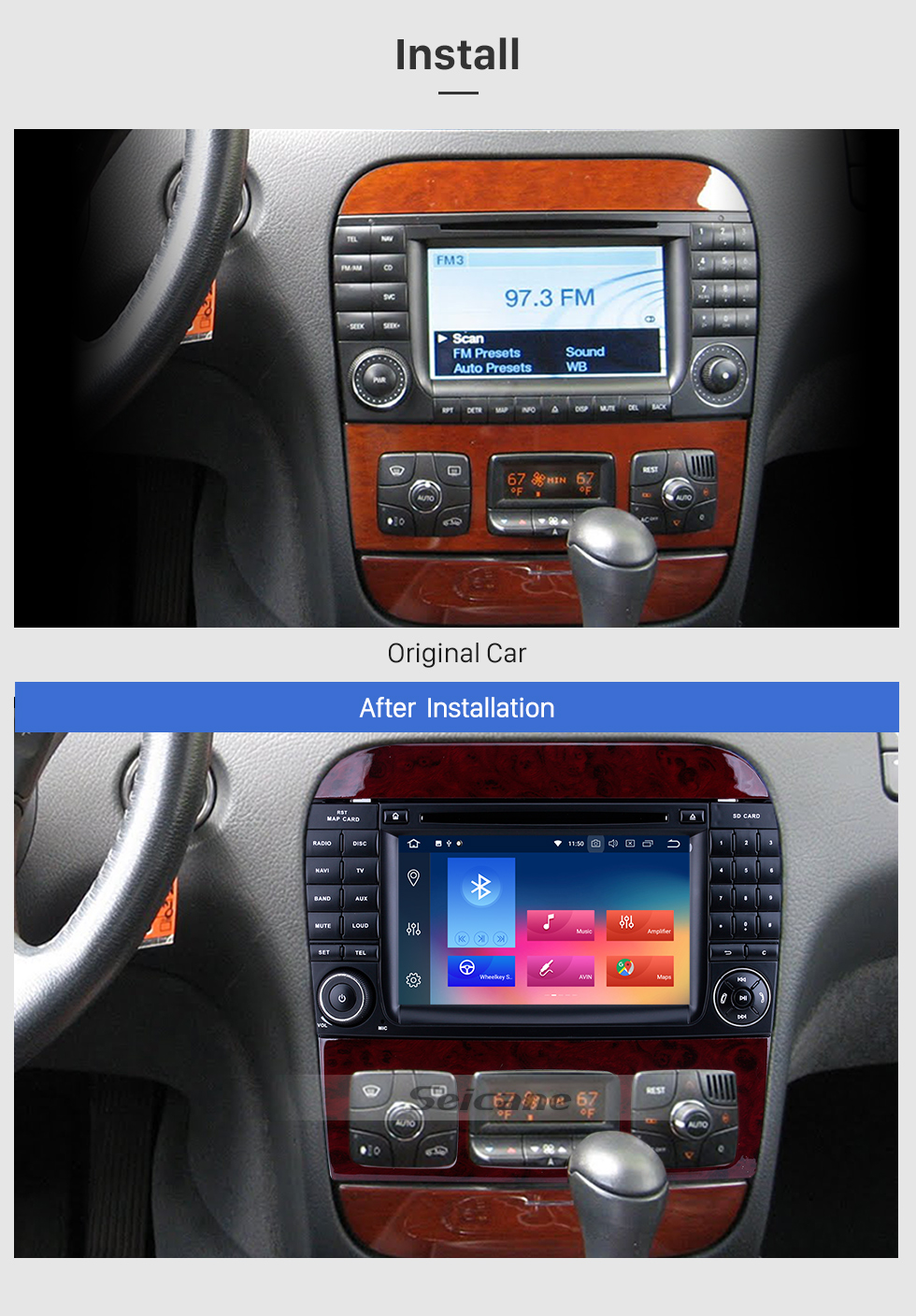 Seicane 7 inch Android 9.0 HD Touchscreen for 1998 1999 2000-2005 Mercedes Benz S Class W220/S280/S320/S320 CDI/S400 CDI/S350/S430/S500/S600/S55 AMG/S63 AMG/S65 AMG GPS Navigation System Radio with Bluetooth Carplay support DVR Seicane 7 inch Android 9.0 HD Touchscreen for 1998 1999 2000-2005 Mercedes Benz S Class W220/S280/S320/S320 CDI/S400 CDI/S350/S430/S500/S600/S55 AMG/S63 AMG/S65 AMG GPS Navigation System Radio with Bluetooth Carplay support DVR