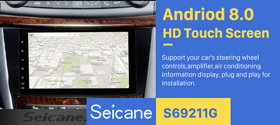 Seicane 2 Din Android 8.0 Car DVD GPS Radio A/V System for 2001-2008 Mercedes Benz G Class W463 with WiFi 3G AUX Bluetooth Mirror Link OBD2