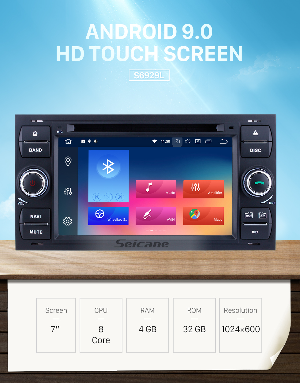 Seicane 8 pouces 2007-2011 Toyota RAV4 Android 10.0 Radio de navigation GPS Bluetooth Musique AUX HD Prise en charge de l&amp;#39;écran tactile TV numérique Carplay DVR DAB + TPMS