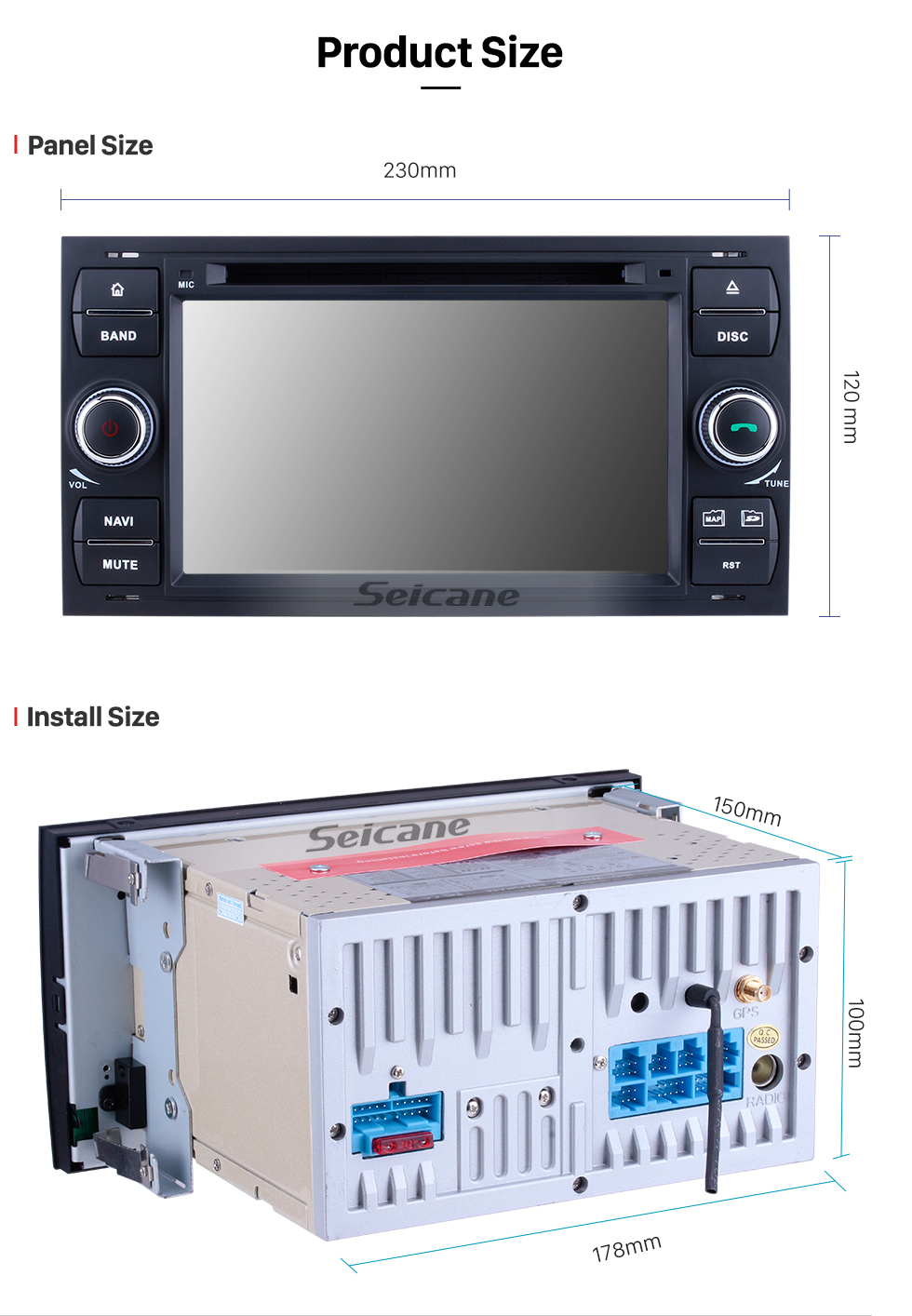 Seicane 8 pulgadas 2007-2011 Toyota RAV4 Android 10.0 Navegación GPS Radio Bluetooth Música AUX HD Soporte de pantalla táctil TV digital Carplay DVR DAB + TPMS