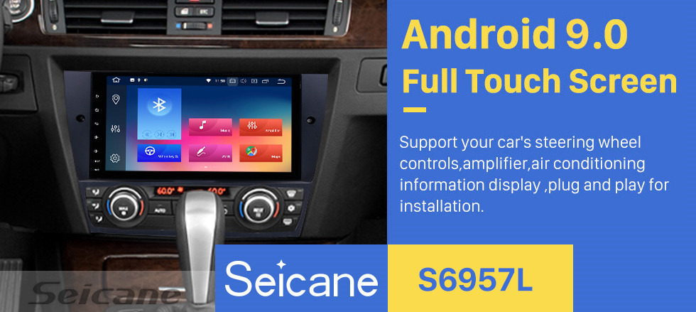 Seicane Android 9.0 Radio GPS Navigation for 2005-2012 BMW 3 Series E90 E91 E92 E93 316i 318i 320i 320si 323i 325i 328i 330i 335i 335is M3 316d 318d 320d 325d 330d 335d Bluetooth WIFI Steering Wheel Control HD Touchscreen Multimedia Player