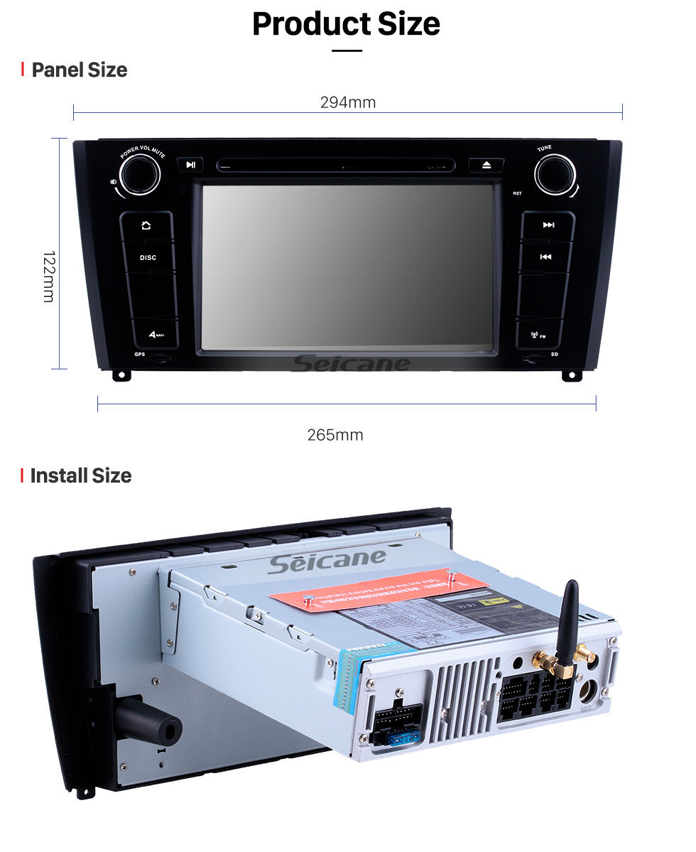 Seicane Android 10.0 HD Écran tactile 1024 * 600 2004-2012 BMW Série 1 E81 E82 116i 118i 120i 130i avec radio Bluetooth Système de navigation DVD AUX WIFI Lien miroir OBD2