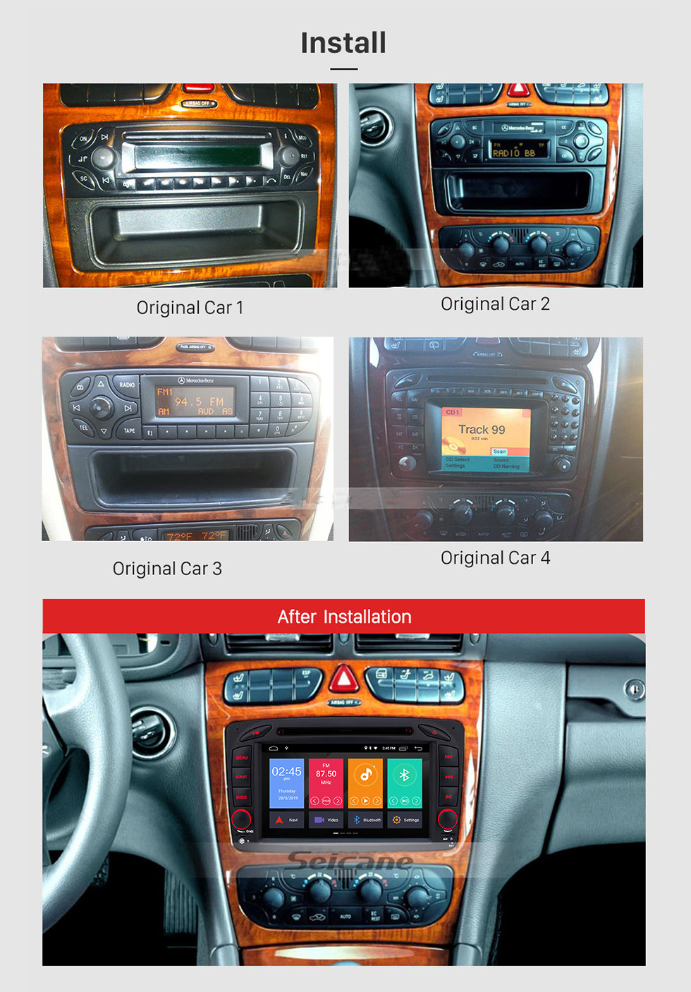 Seicane Android 9.0 7 Inch Touchscreen Car DVD Player for 2004-2011 Mercedes-Benz CLK W209 Bluetooth GPS Navigayion Radio with WIFI Steering Wheel Control Seicane Android 9.0 7 Inch Touchscreen Car DVD Player for 2004-2011 Mercedes-Benz CLK W209 Bluetooth GPS Navigayion Radio with WIFI Steering Wheel Control