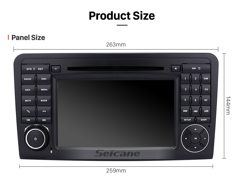 Seicane Android 9.0 GPS Navigation Car Radio DVD Player for 2005-2012 Mercedes Benz ML CLASS W164 ML350 ML430 ML450 ML500 with Bluetooth USB SD Mirror Link WIFI 1080P Video Multi-touch screen Canbus