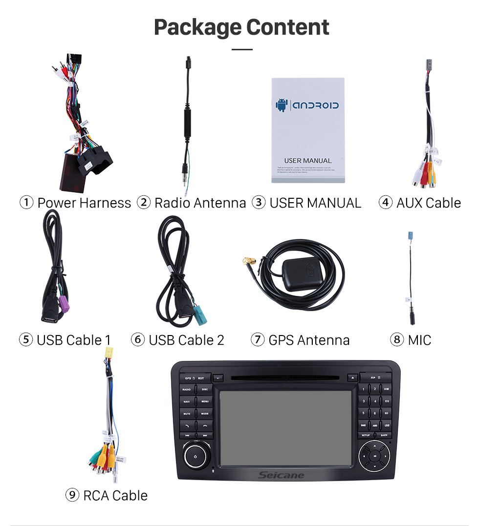 Seicane Android 9.0 GPS Navigation Car Radio DVD Player for 2005-2012 Mercedes Benz ML CLASS W164 ML350 ML430 ML450 ML500 with Bluetooth USB SD Mirror Link WIFI 1080P Video Multi-touch screen Canbus Seicane Android 9.0 GPS Navigation Car Radio DVD Player for 2005-2012 Mercedes Benz ML CLASS W164 ML350 ML430 ML450 ML500 with Bluetooth USB SD Mirror Link WIFI 1080P Video Multi-touch screen Canbus