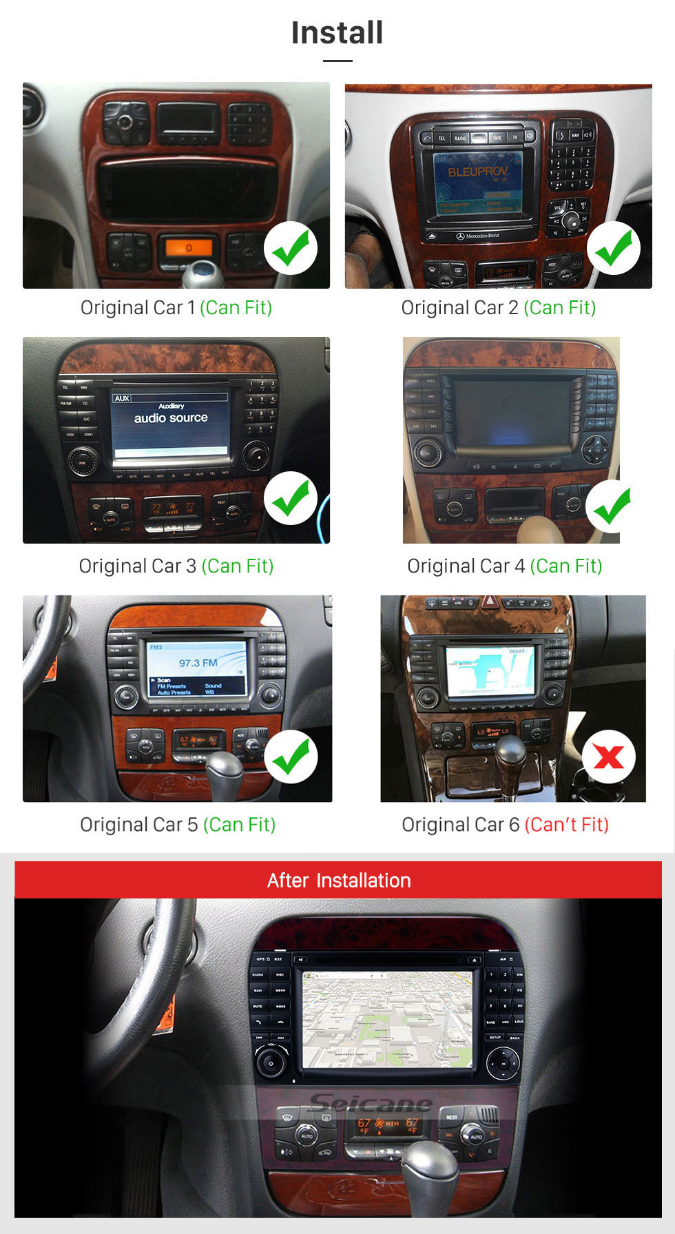 Seicane 1024*600 Capacitive Touch Screen Android 9.0 1998-2005 Mercedes-Benz S Class W220 S280 S320 S400 S350 S430 S500 S600 S55 S63 S65 Radio Removal with Aftermarket Navigation Bluetooth Head Unit 4G WiFi DVD Mirror Link OBD2 Seicane 1024*600 Capacitive Touch Screen Android 9.0 1998-2005 Mercedes-Benz S Class W220 S280 S320 S400 S350 S430 S500 S600 S55 S63 S65 Radio Removal with Aftermarket Navigation Bluetooth Head Unit 4G WiFi DVD Mirror Link OBD2