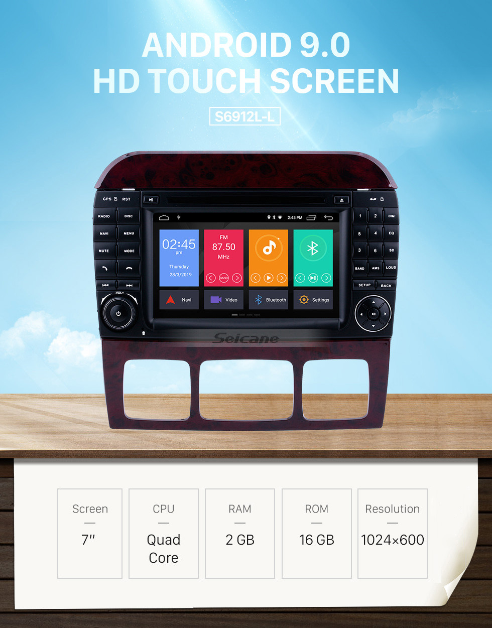 Seicane 1024*600 Capacitive Touch Screen Android 9.0 1998-2005 Mercedes-Benz S Class W220 S280 S320 S400 S350 S430 S500 S600 S55 S63 S65 Radio Removal with Aftermarket Navigation Bluetooth Head Unit 4G WiFi DVD Mirror Link OBD2 Seicane 1024*600 Capacitive Touch Screen Android 9.0 1998-2005 Mercedes-Benz S Class W220 S280 S320 S400 S350 S430 S500 S600 S55 S63 S65 Radio Removal with Aftermarket Navigation Bluetooth Head Unit 4G WiFi DVD Mirror Link OBD2