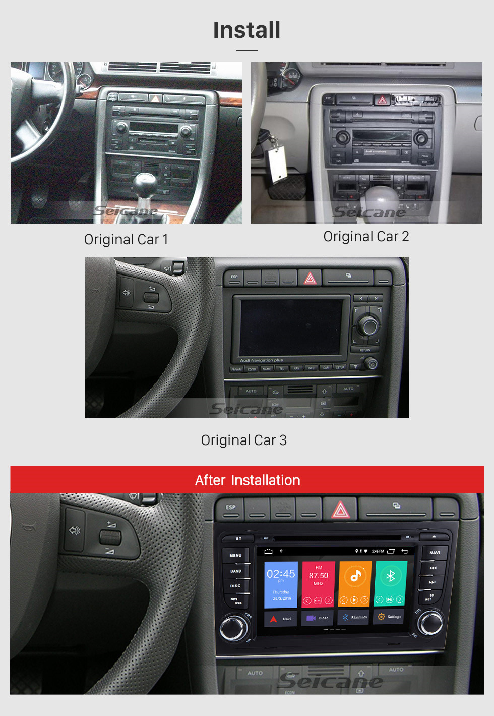 Seicane HD 1024*600 Multi-touch Screen Android 10.0 DVD Navigation Head Unit for 2013 2014 2015 SEAT EXEO with Radio Tuner 4G WiFi Bluetooth Music Mirror Link OBD2 AUX DVR Seicane HD 1024*600 Multi-touch Screen Android 10.0 DVD Navigation Head Unit for 2013 2014 2015 SEAT EXEO with Radio Tuner 4G WiFi Bluetooth Music Mirror Link OBD2 AUX DVR