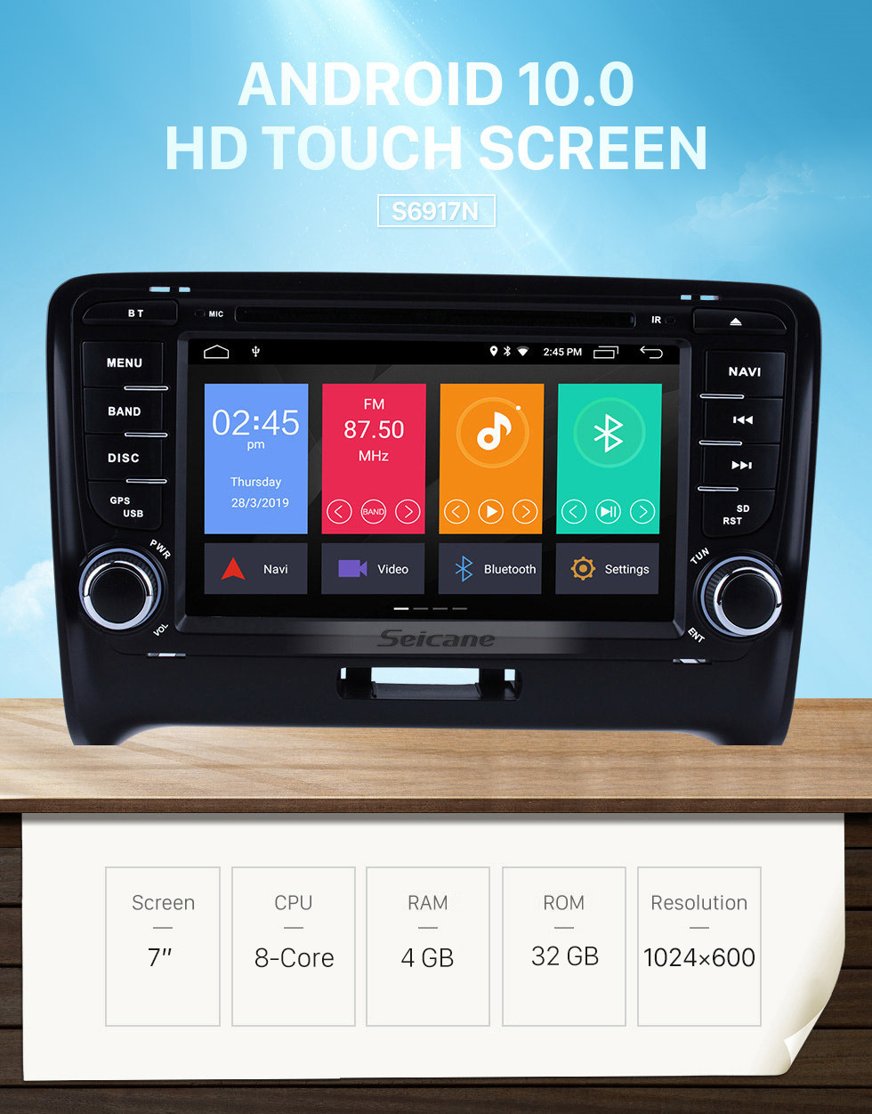 Seicane OEM Android 10.0 2006-2013 Audi TT Radio Replacement with HD 1024*600 Multi-touch Capacitive Screen Sat Nav Car Audio System 4G WiFi Bluetooth Music CD DVD Player AUX HD 1080P Video Backup Camera Seicane OEM Android 10.0 2006-2013 Audi TT Radio Replacement with HD 1024*600 Multi-touch Capacitive Screen Sat Nav Car Audio System 4G WiFi Bluetooth Music CD DVD Player AUX HD 1080P Video Backup Camera