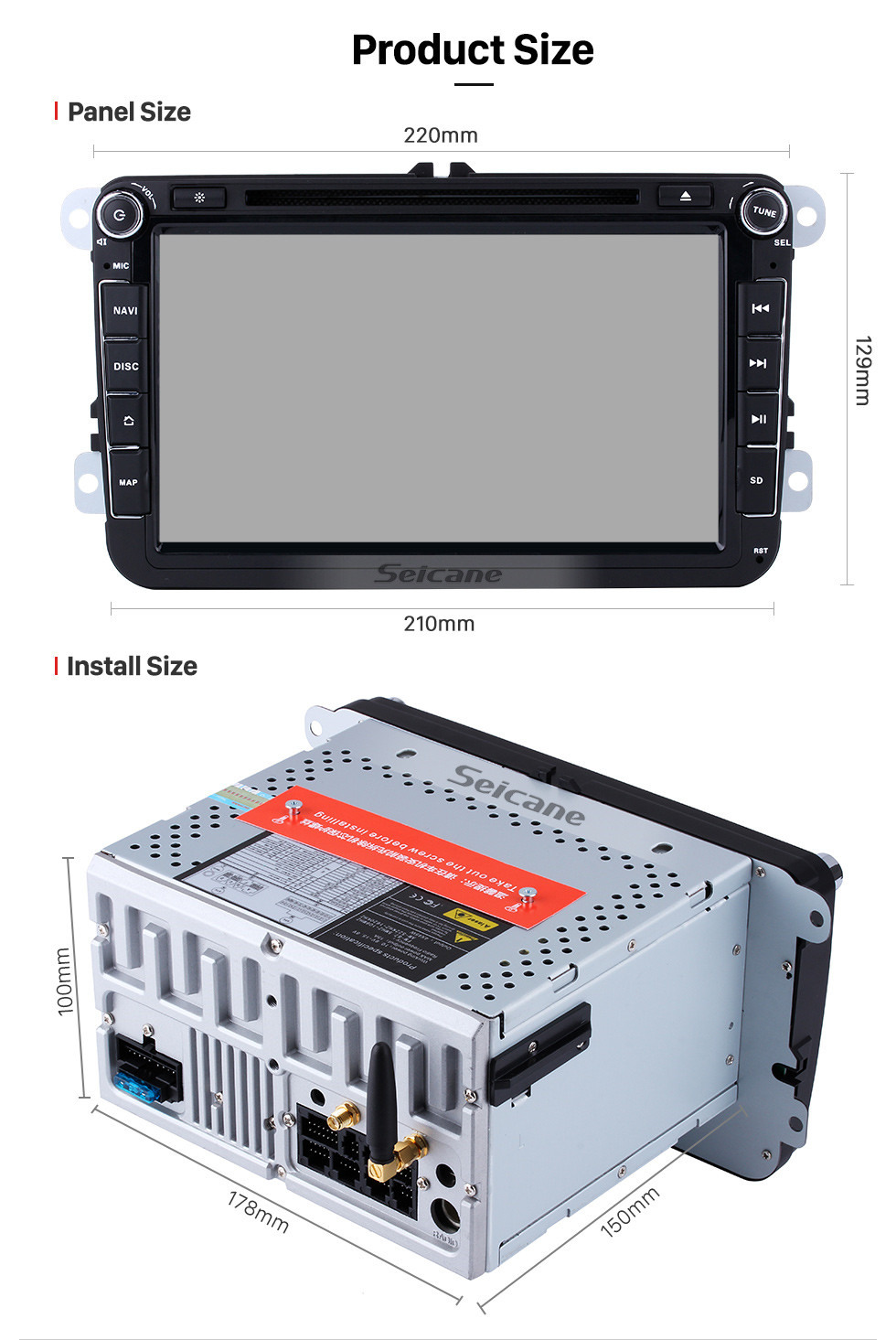 Seicane Android 10.0 8-Zoll-HD-Touchscreen-DVD-Player für VW VOLKSWAGEN MAGOTAN 2006-2012 GPS-Navigationsradio USB WIFI Bluetooth Mirror Link 1080P