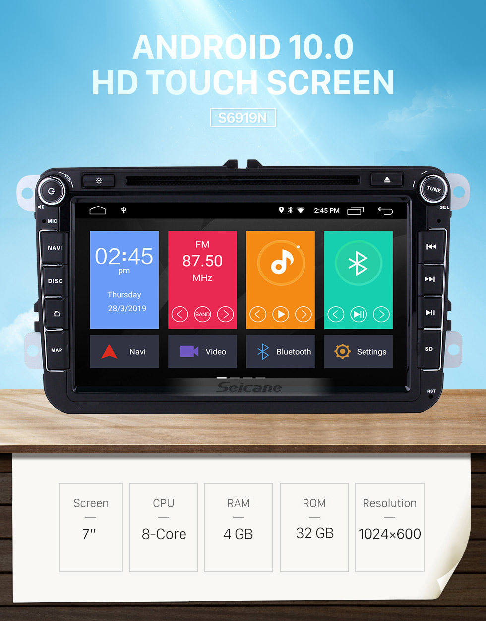 7 inch HD Touchscreen 2 Din Universal Radio DVD Player GPS Navigation Car  Stereo for VW VOLKSWAGEN Seat Golf Passat with Bluetooth Phone MP3 USB SD