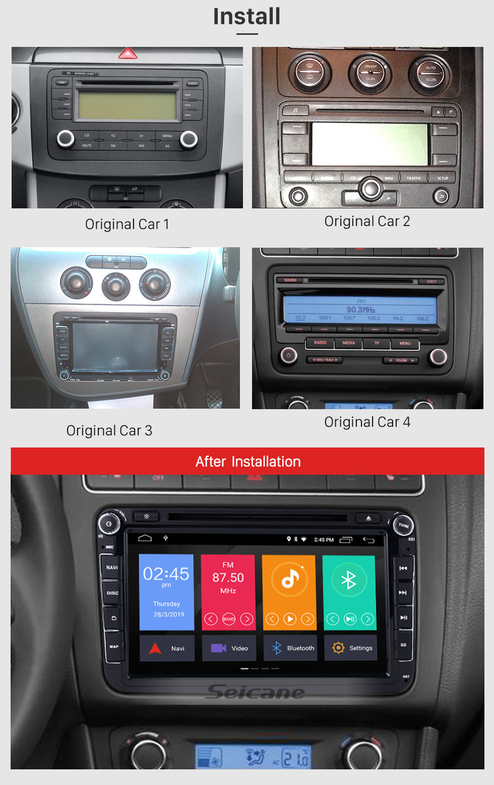 Seicane Android 10.0 8 polegadas HD Touchscreen DVD Player para 2006-2012 VW VOLKSWAGEN MAGOTAN Navegação GPS Rádio USB WIFI Bluetooth Espelho Link 1080P