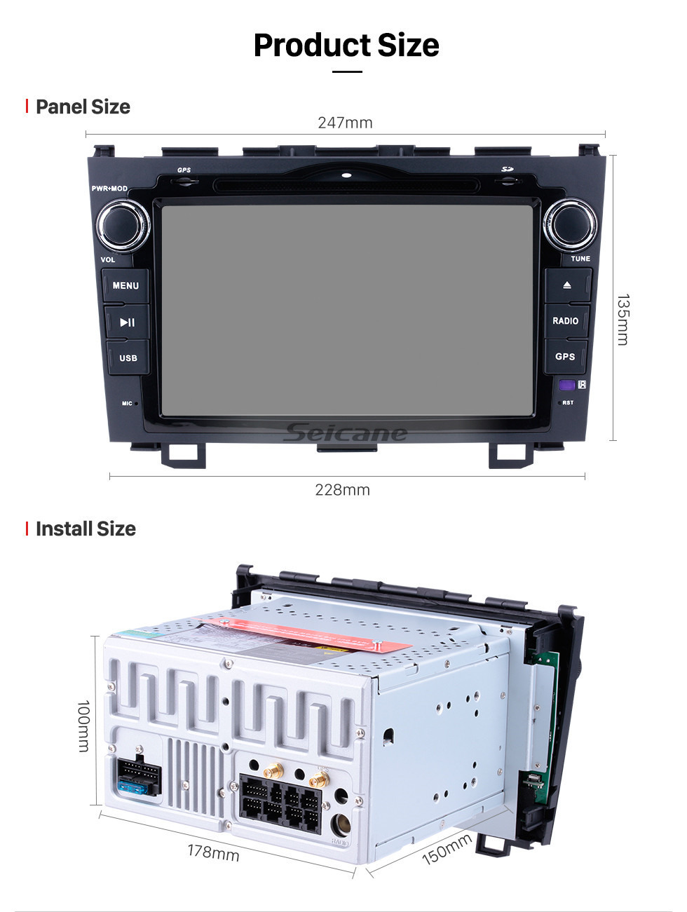 Seicane Android 10.0 8 polegadas 2006-2011 Honda CRV Radio Sistema GPS Navi 1024 * 600 Tela capacitiva Multi-touch Bluetooth WiFi DVD Player