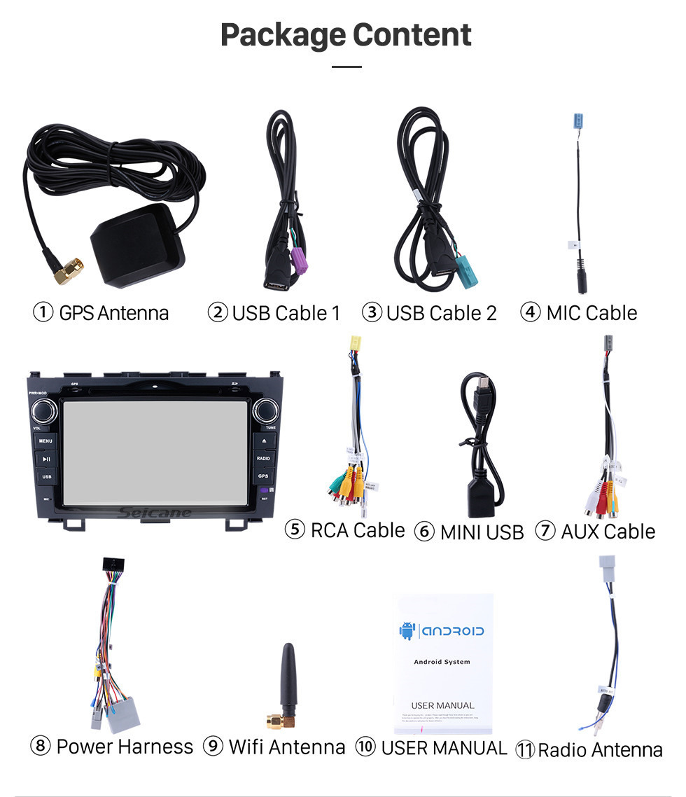 Seicane Android 10.0 8 pulgadas 2006-2011 Honda CRV Radio GPS Sistema Navi 1024 * 600 Pantalla capacitiva multitáctil Bluetooth WiFi Reproductor de DVD