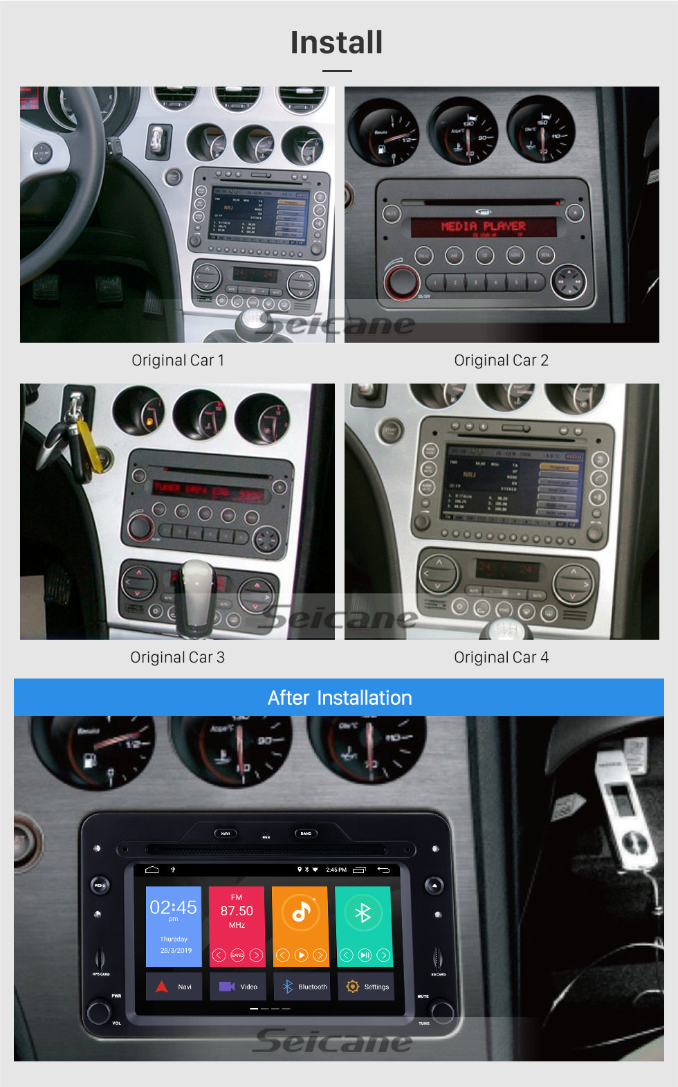 Seicane Android 10.0 2005 et ultérieur Alfa Romeo 159 Sportwagon Système de navigation GPS Radio Lecteur DVD Bluetooth Tuner TV DVR USB SD 4G WIFI Caméra de recul 1080P Vidéo