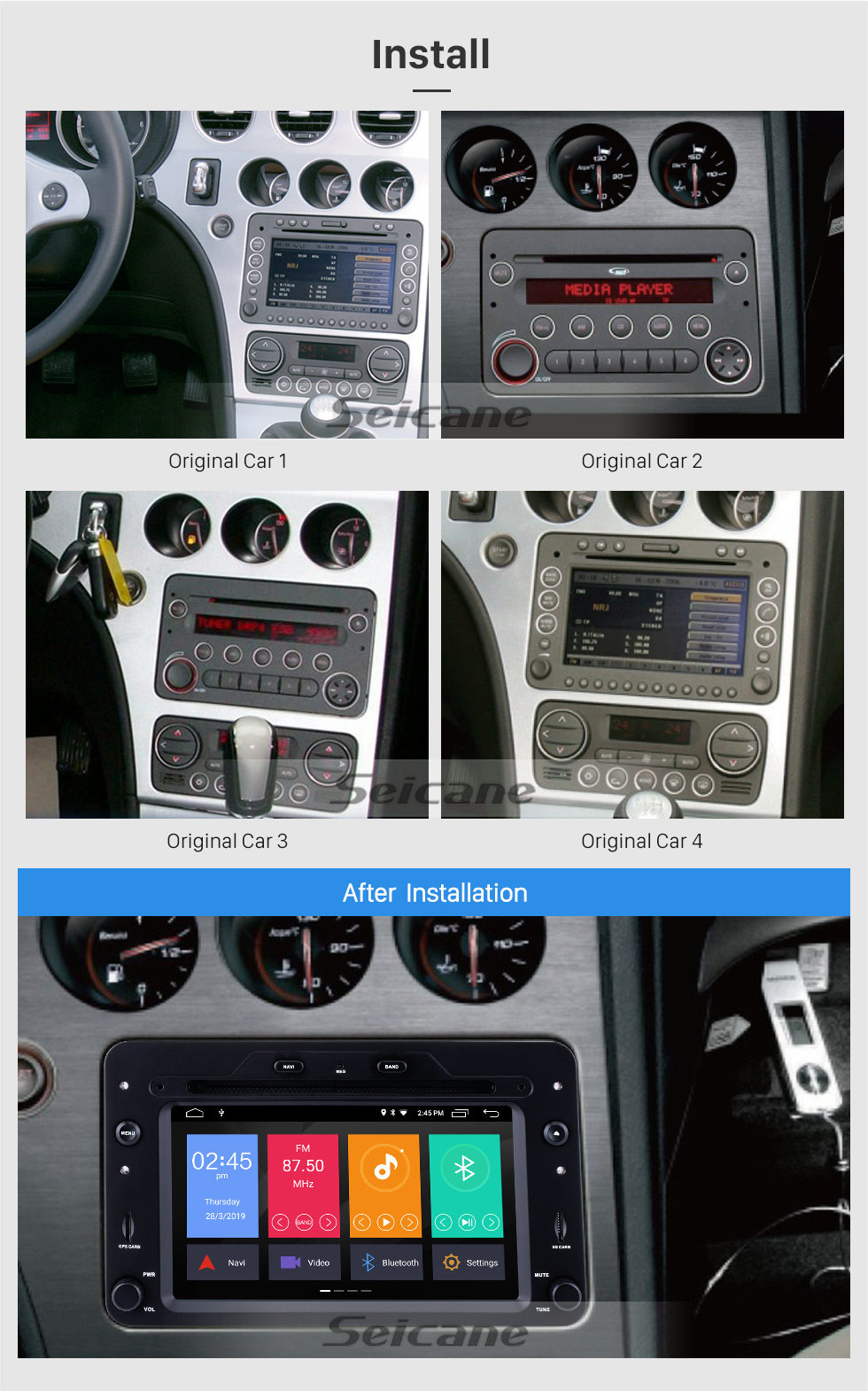 Seicane Android 10.0 2005 onwards Alfa Romeo 159 Sportwagon GPS Navigation System Radio DVD Player Bluetooth TV Tuner DVR USB SD 4G WIFI Rearview Camera 1080P Video Seicane Android 10.0 2005 onwards Alfa Romeo 159 Sportwagon GPS Navigation System Radio DVD Player Bluetooth TV Tuner DVR USB SD 4G WIFI Rearview Camera 1080P Video