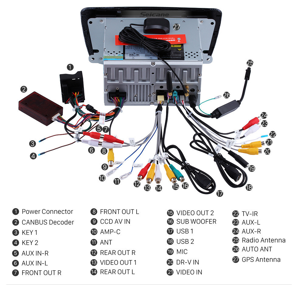 Seicane 2009-2013 Seat Ibiza Android 8.0 In Dash DVD Navigatie systeem mit Radio Tuner Bluetooth Musik Spiegel-Verbindung OBD2 3G W-lan Rückfahrkamera Lenkradsteuerung MP3