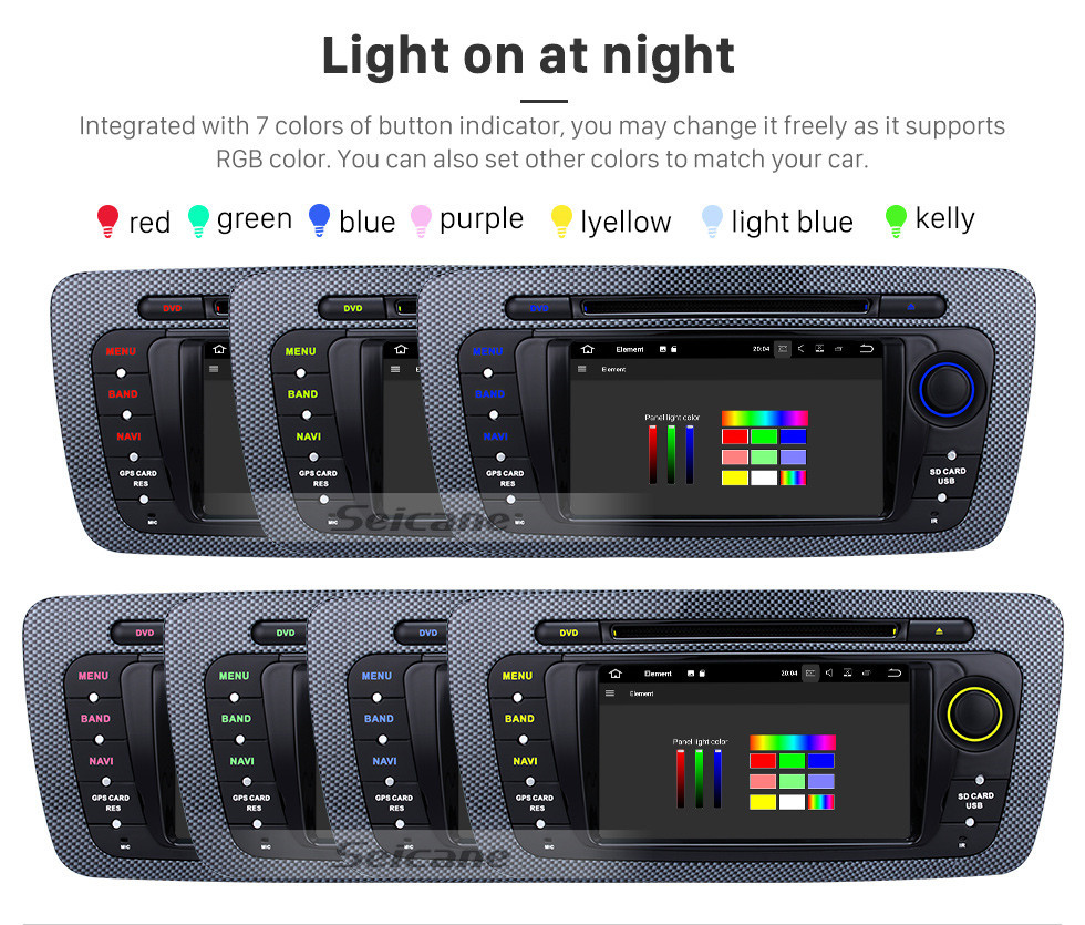 Seicane 2009-2013 Seat Ibiza Android 8.0 In Dash DVD Navigatie systeem mit Radio Tuner Bluetooth Musik Spiegel-Verbindung OBD2 3G W-lan Rückfahrkamera Lenkradsteuerung MP3