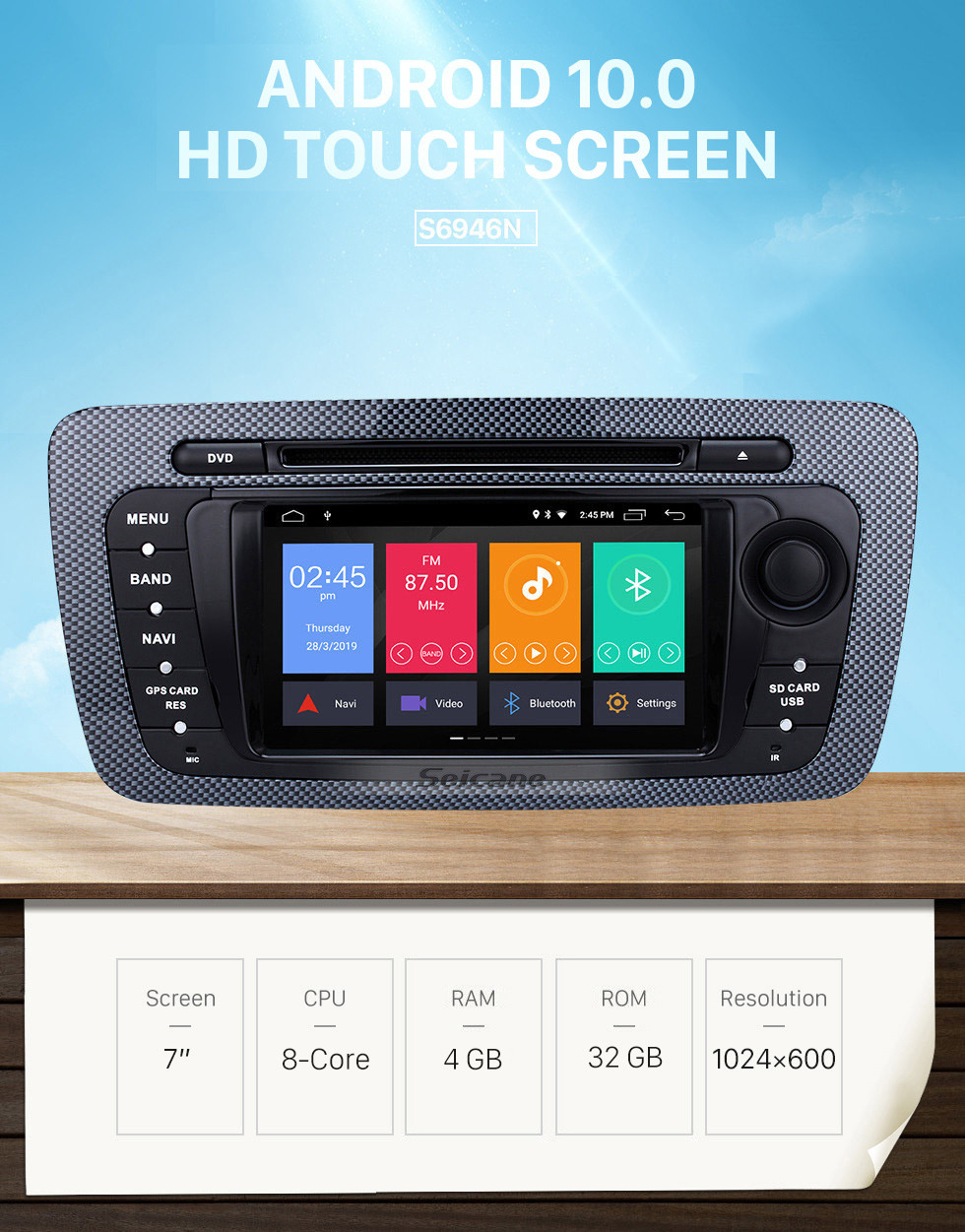 Seicane Дешевая Android 10.0 Autoradio DVD GPS система для 2009 2010 2011 2012 2013 Seat Ibiza с 1024 * 600 мультитач емкостным экраном Bluetooth Music Mirror Link OBD2 3G WiFi AUX Управление рулевого колеса Резервная камера