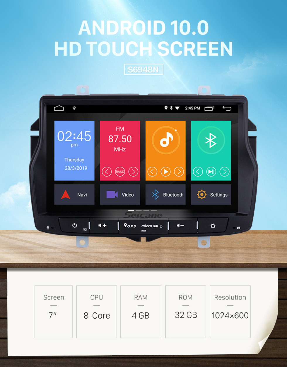 Seicane 8-дюймовый HD сенсорный экран Android 10.0 GPS-навигация Bluetooth-радио для 2010-2017 Lada Vesta с USB WIFI Управление рулевого колеса Поддержка AUX SD DVD-плеер Carplay TPMS DVR
