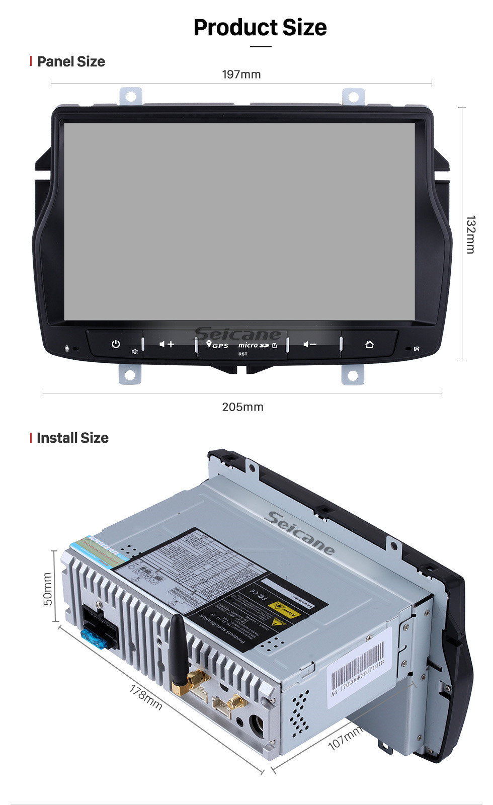 Seicane 8 pouces HD Écran tactile Android 10.0 Navigation GPS Radio Bluetooth pour 2010-2017 Lada Vesta avec USB WIFI Commande au volant AUX support SD Lecteur DVD Carplay TPMS DVR