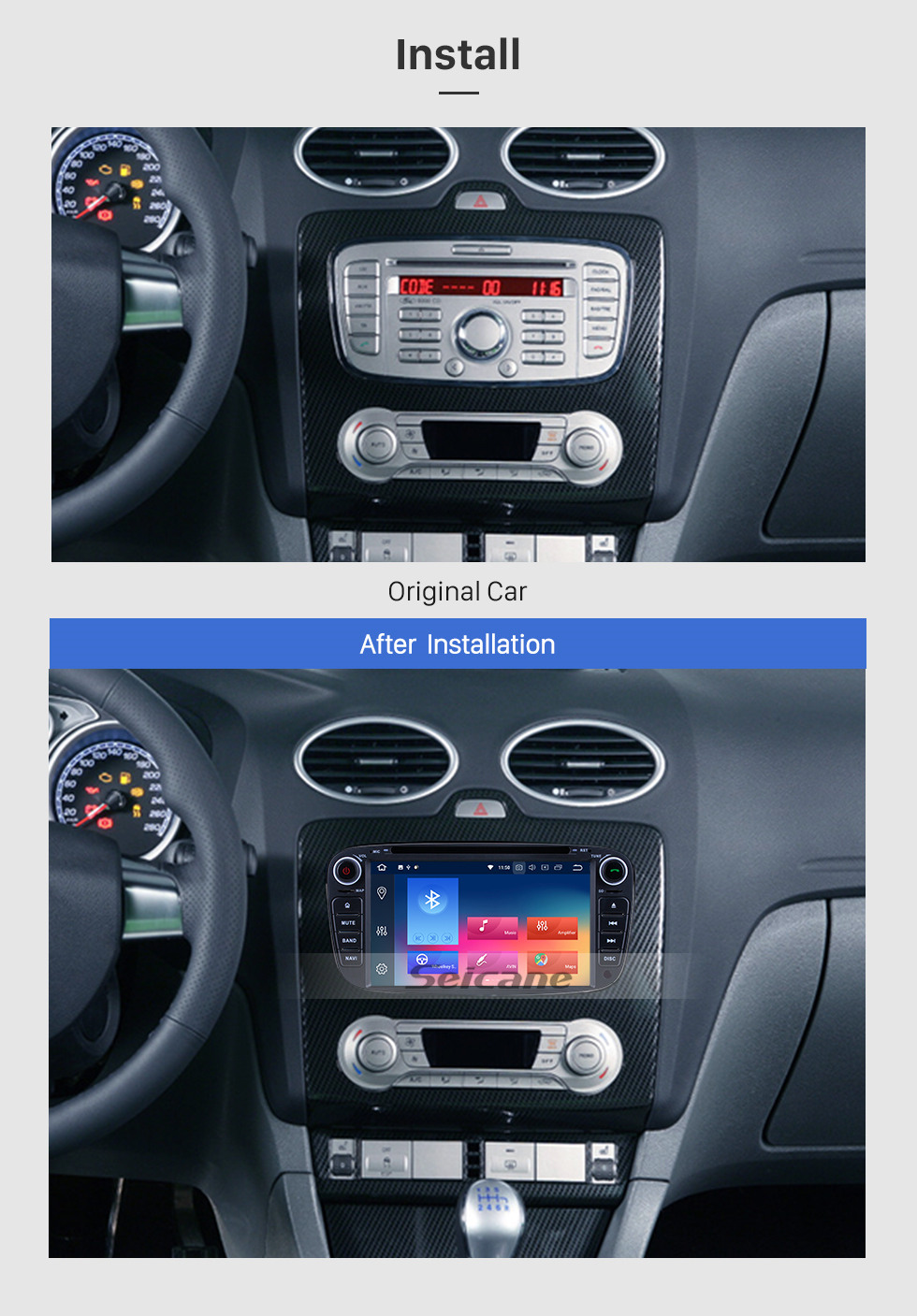 Seicane Android 10.0 1024 * 600 2008 2009 2010 FORD S-max Radio GPS Navigation DVD Spieler OBD2 WiFi Bluetooth Spiegelverbindung Unterstützungskamera 1080P Video Lenkradsteuerung MP3 AUX USB SD