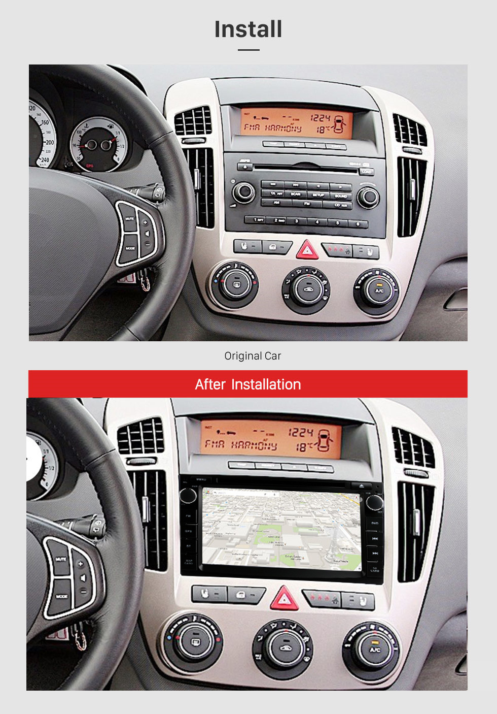 Seicane 2010-2012 KIA CEED Android 10.0 Navegación GPS Estéreo para automóvil con pantalla táctil radio Reproductor de DVD Bluetooth Música 3G WiFi OBD2 Cámara de respaldo