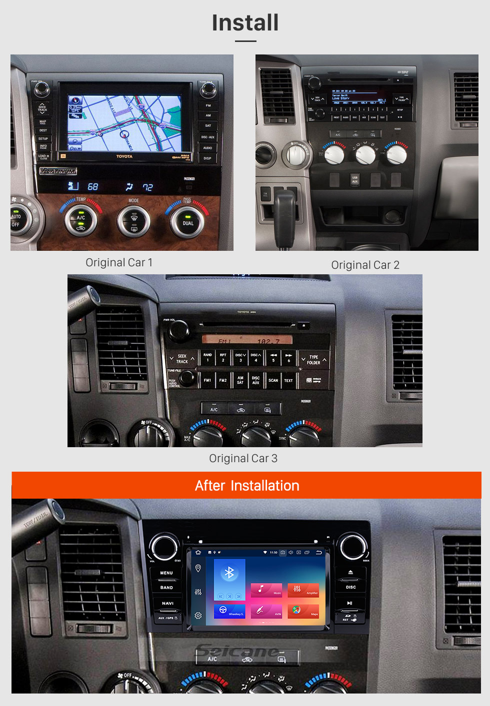 Seicane Сенсорный экран HD 7 дюймов Android 9.0 для 2008-2015 Toyota Sequoia / 2006-2013 Tundra Radio GPS навигационная система с поддержкой Bluetooth Резервная камера Carplay Seicane Сенсорный экран HD 7 дюймов Android 9.0 для 2008-2015 Toyota Sequoia / 2006-2013 Tundra Radio GPS навигационная система с поддержкой Bluetooth Резервная камера Carplay