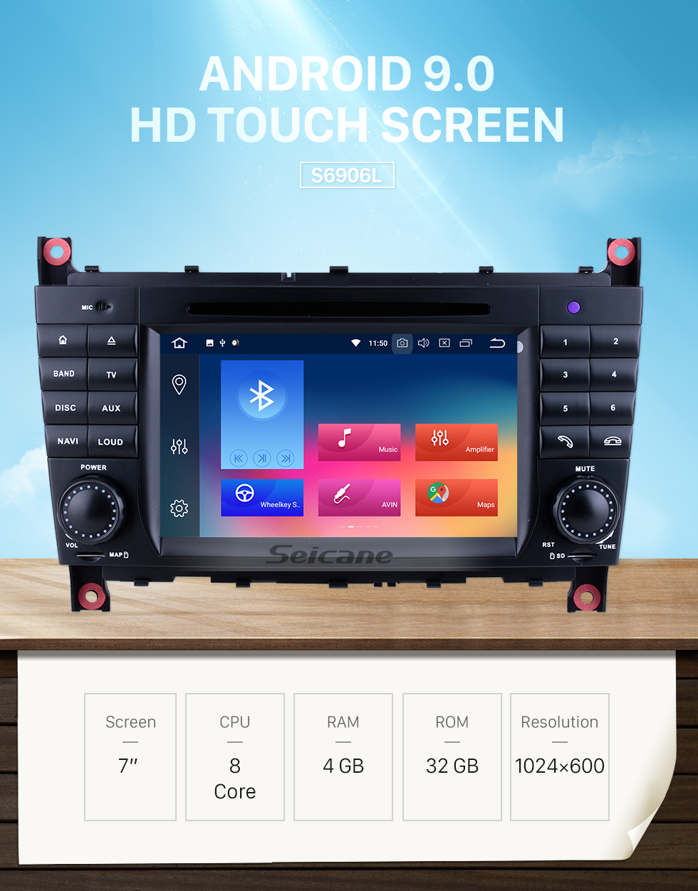 Seicane Aftermarket Radio Android 9.0 7 Inch DVD Player For 2004-2007 Mercedes Benz C Class W203 C180 C200 C220 C230 Car Stereo GPS Navigation System Bluetooth Phone WIFI Support 1080P Video OBDII DVR Steering Wheel Control Seicane Aftermarket Radio Android 9.0 7 Inch DVD Player For 2004-2007 Mercedes Benz C Class W203 C180 C200 C220 C230 Car Stereo GPS Navigation System Bluetooth Phone WIFI Support 1080P Video OBDII DVR Steering Wheel Control